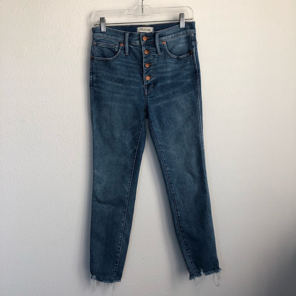 Madewell 10" High Rise Skinny Button Fly Fray Jean - Picture 2 of 6